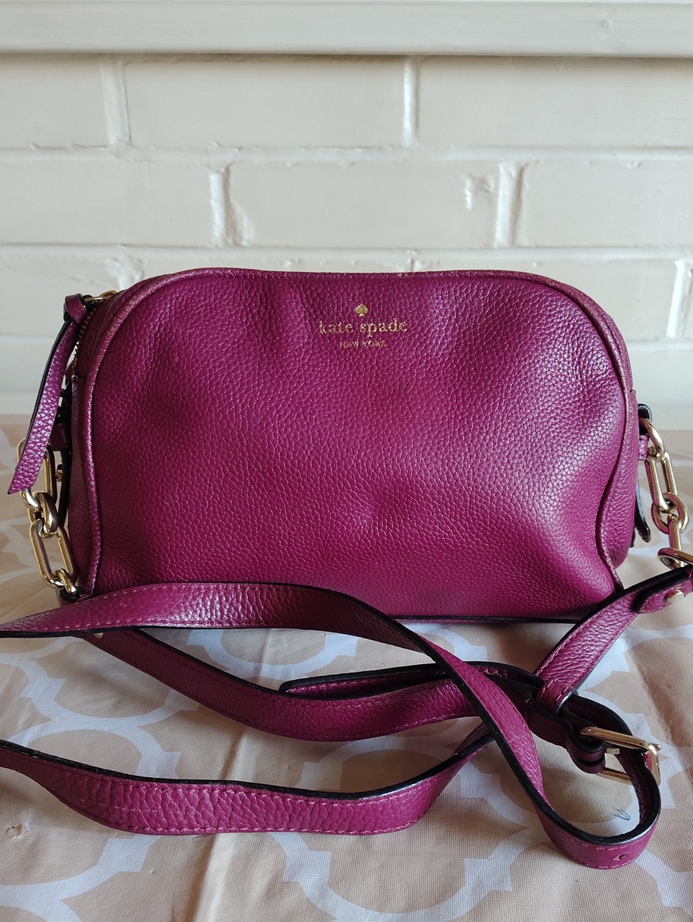 Kate Spade New York Pebbled Leather Crossbody Bag Raspberry Pink